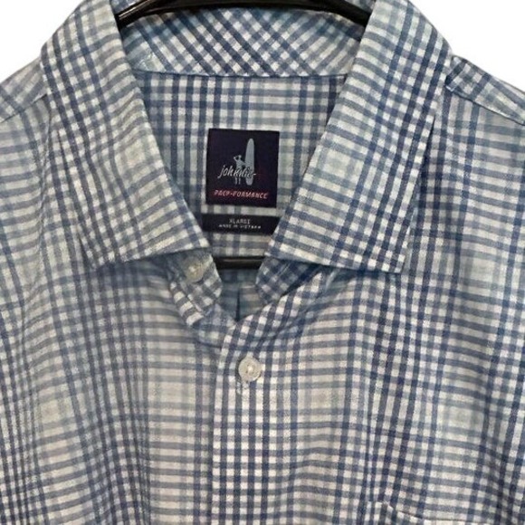 johnnie-O Other - Johnnie-O Prep-Formance Shirt XL Mens Blue Plaid Long Sleeve Button Down Pocket